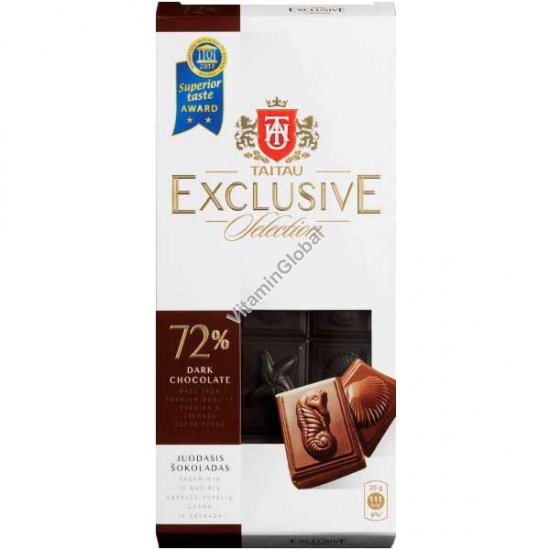 Dark Chocolate 72% Cocoa Solids 100 g (3.52 oz) - Tai Tau